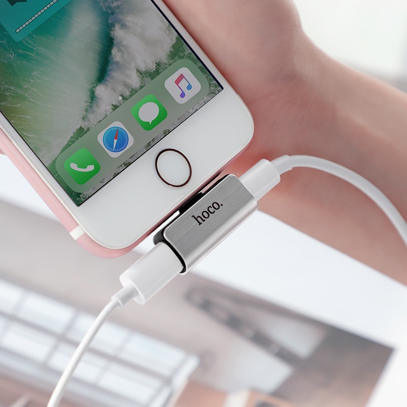 Перехідник Hoco LS24 Lightning to lightning audio/lightning Сталевий - Зображення 6