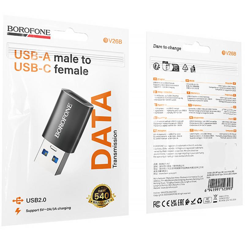 Перехідник Borofone BV26B USB Male to Type-C Female USB3.0 Black - Зображення 6