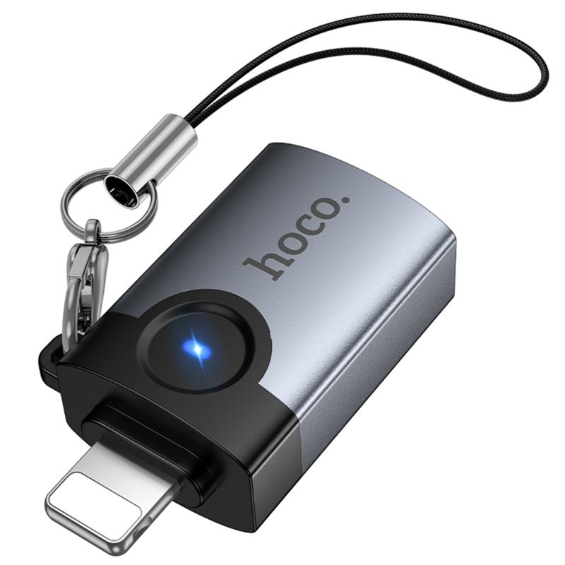 Перехідник Hoco UA46 Lightning Male to USB Female USB2.0 Metal gray - Зображення 3