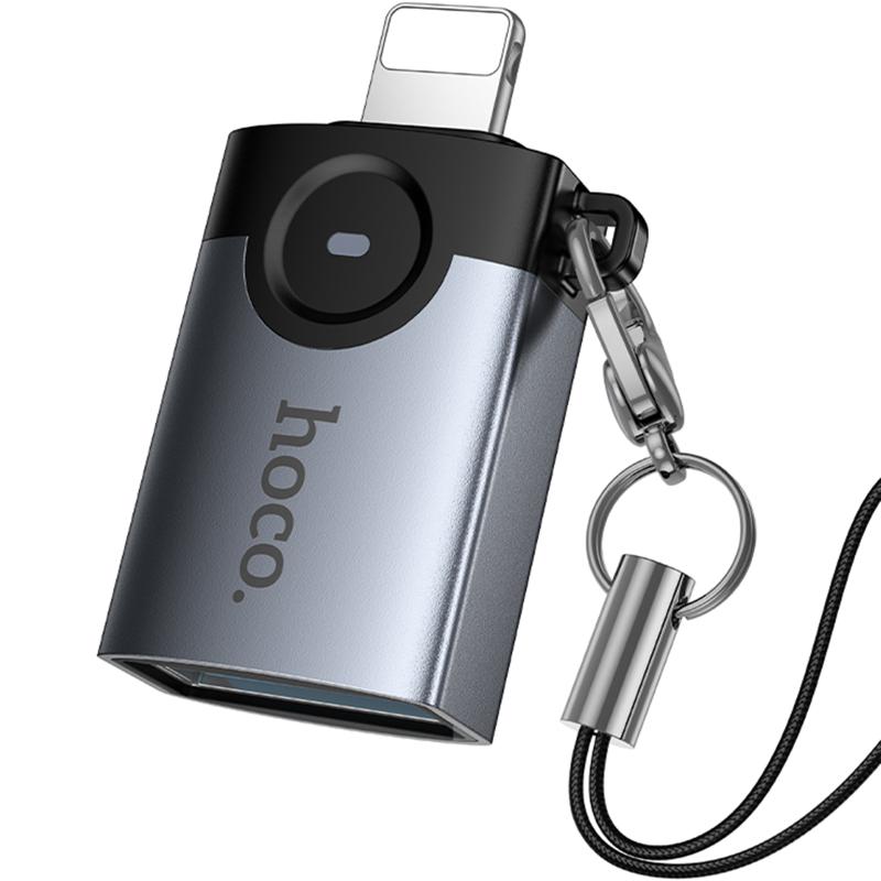 Перехідник Hoco UA46 Lightning Male to USB Female USB2.0 Metal gray - Зображення 4