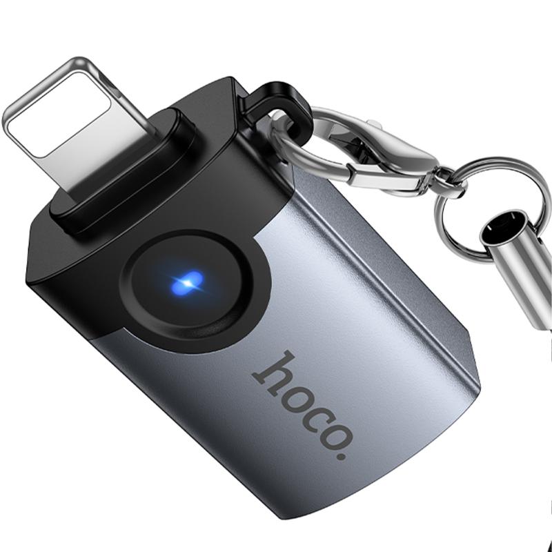 Перехідник Hoco UA46 Lightning Male to USB Female USB2.0 Metal gray - Зображення 5