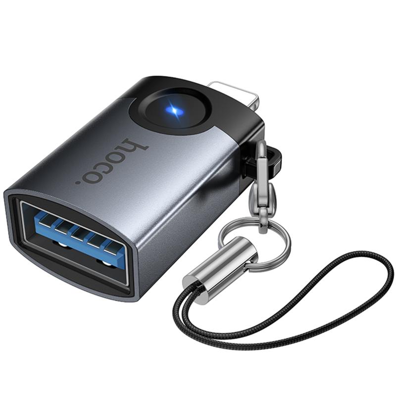 Перехідник Hoco UA46 Lightning Male to USB Female USB2.0 Metal gray - Зображення 6
