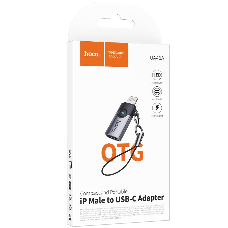 Перехідник Hoco UA46A Lightning Male to Type-C Female Metal gray - Зображення 2