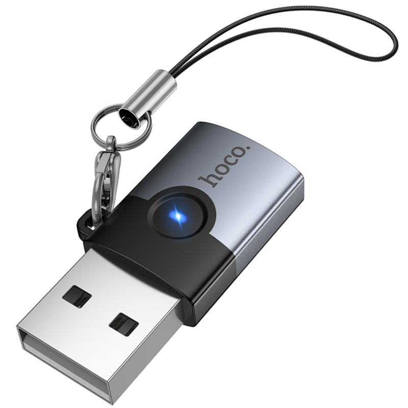 Перехідник Hoco UA46B USB Male to Type-C Female USB3.0 Metal gray