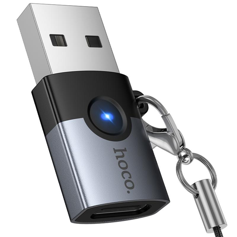 Перехідник Hoco UA46B USB Male to Type-C Female USB3.0 Metal gray - Зображення 3