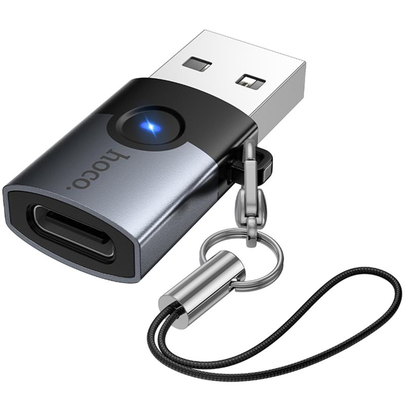 Перехідник Hoco UA46B USB Male to Type-C Female USB3.0 Metal gray - Зображення 4