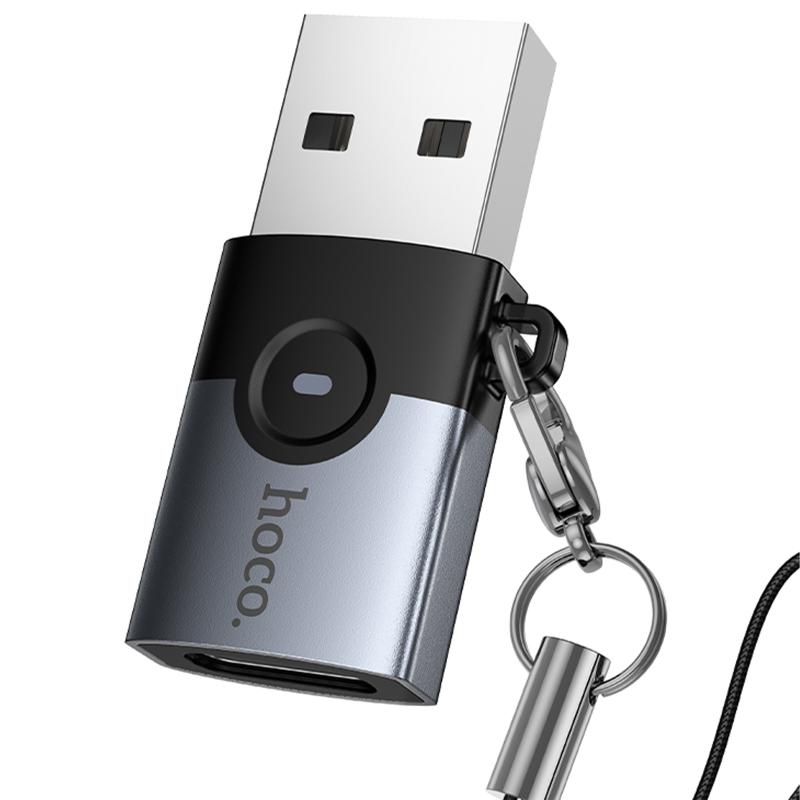 Перехідник Hoco UA46B USB Male to Type-C Female USB3.0 Metal gray - Зображення 6
