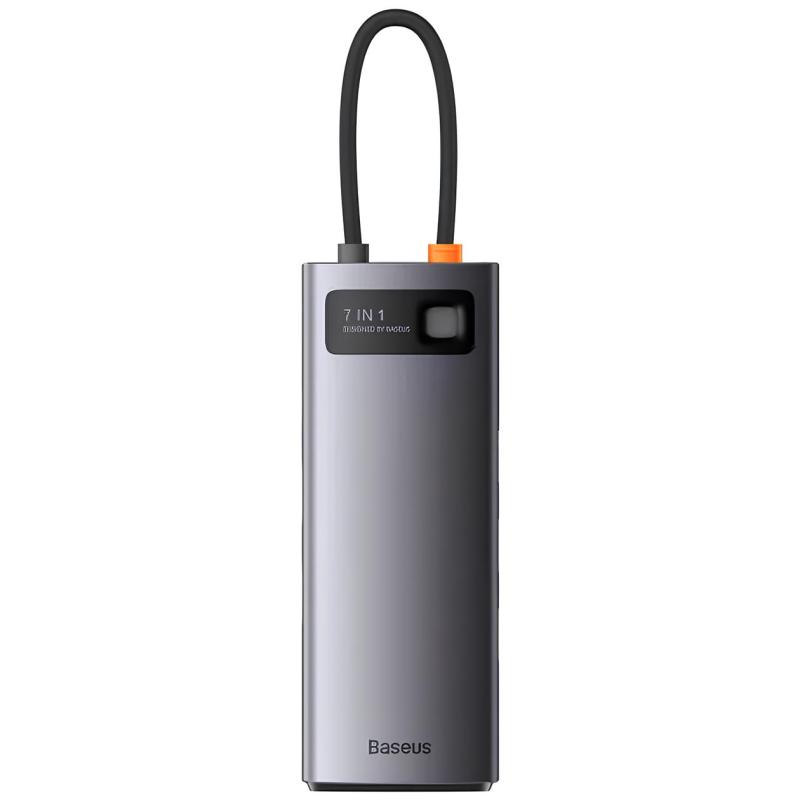 Перехідник HUB Baseus Metal Gleam Series 7-Port Clarity (Type-C to HDMI+USB3.0*3+PD+SD/TF) (B000307) Station Gray - Зображення 2