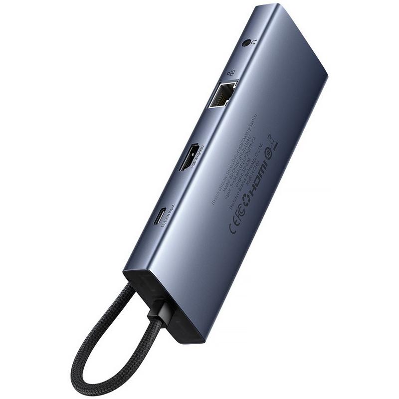 Перехідник HUB Baseus UltraJoy 10-Port (Type-C to HDMI+VGA+USB3.0*3+PD+RJ45+SD/TF3+3.5mm) (80C8) Slate Grey - Зображення 2