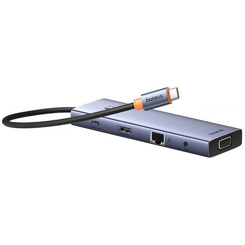 Перехідник HUB Baseus UltraJoy 10-Port (Type-C to HDMI+VGA+USB3.0*3+PD+RJ45+SD/TF3+3.5mm) (80C8) Slate Grey - Зображення 3
