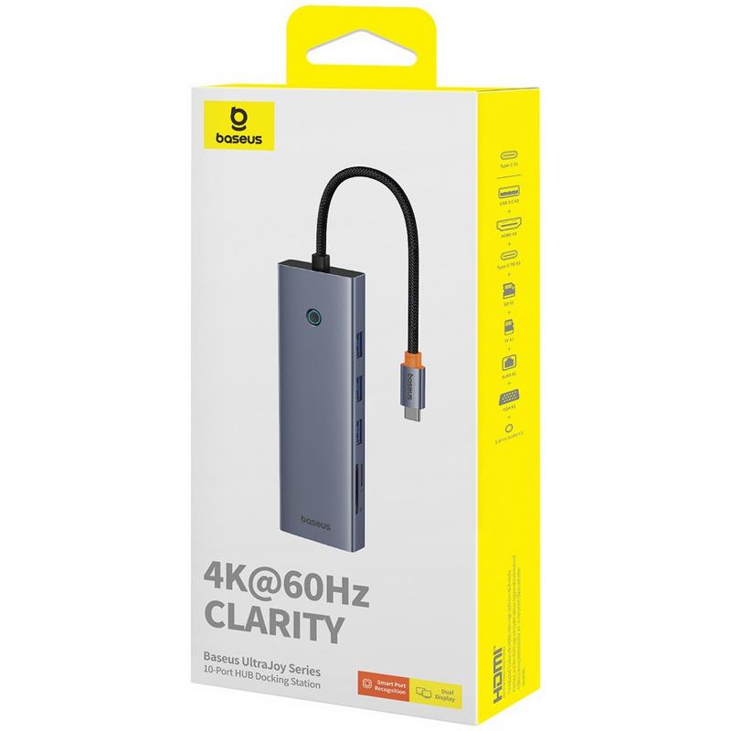 Перехідник HUB Baseus UltraJoy 10-Port (Type-C to HDMI+VGA+USB3.0*3+PD+RJ45+SD/TF3+3.5mm) (80C8) Slate Grey - Зображення 5