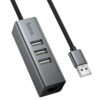 Перехідник HUB Hoco HB1D USB to USB2.0*3+RJ45 Metal gray