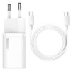 МЗП Baseus Super Si Quick Charger PD25W (1USB-C) + кабель Type-C to Type-C (TZCCSUP-L) Білий