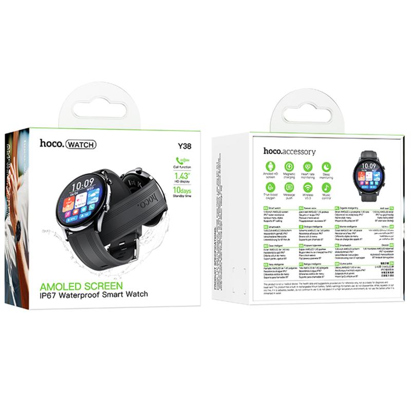 Смарт-годинник Hoco Y38 Smart sports watch (call version) Black - Зображення 2