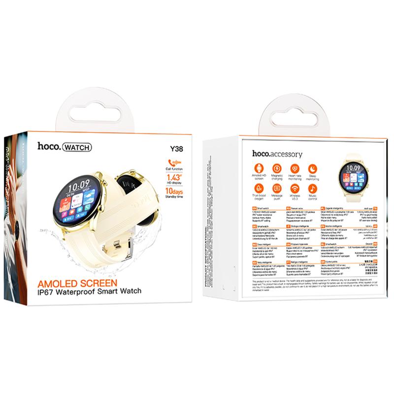 Смарт-годинник Hoco Y38 Smart sports watch (call version) Gold - Зображення 2