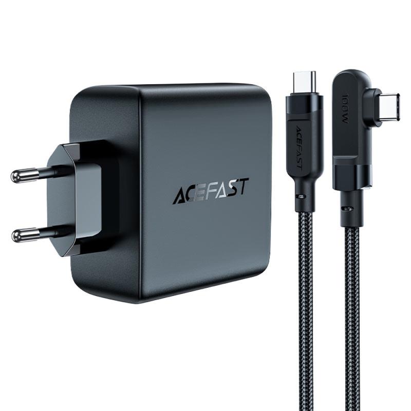 МЗП Acefast A37 PD100W+QC3.0 GaN (1USB-A/3C) + кабель Type-C to Type-C 2m Black - Зображення 2