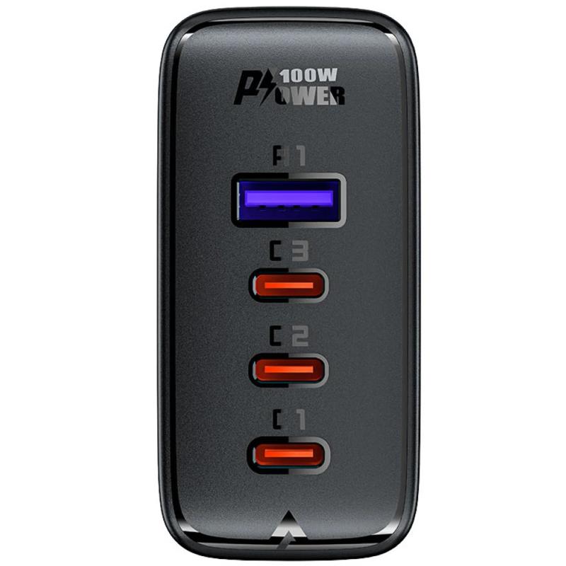МЗП Acefast A37 PD100W+QC3.0 GaN (1USB-A/3C) + кабель Type-C to Type-C 2m Black - Зображення 3