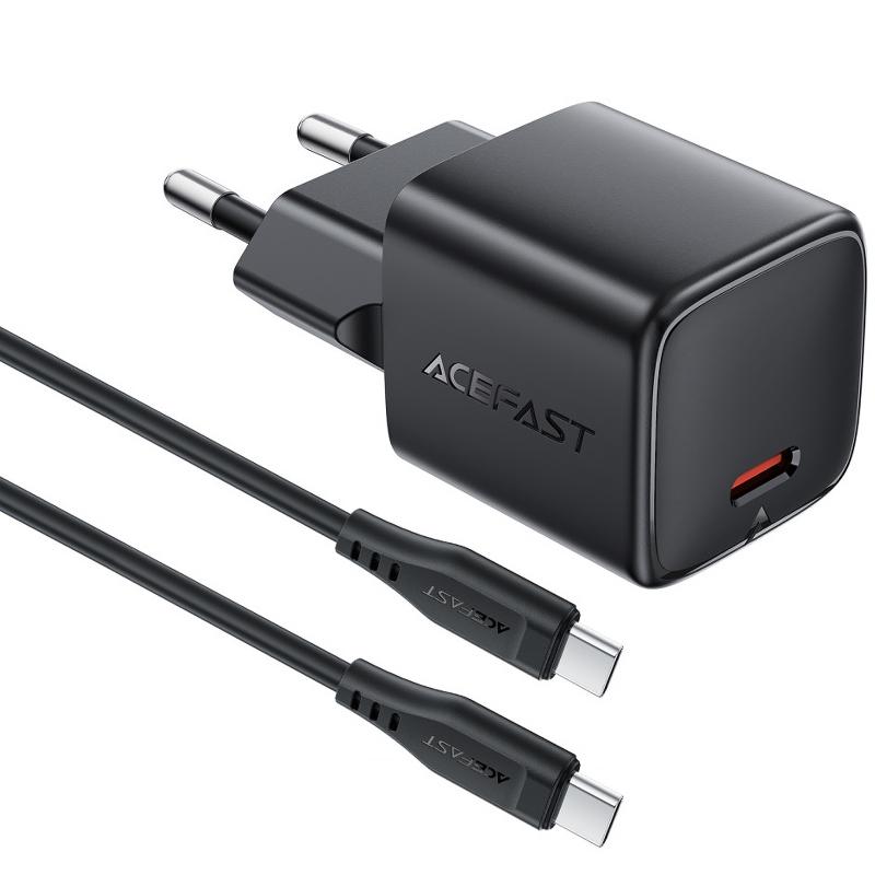 МЗП Acefast A118 PD30W GaN (1USB-C) + кабель Type-C to Type-C Black - Зображення 2