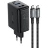 МЗП Acefast A17 PD65W GaN (1USB-A/1C/1HDMI) + кабель Type-C to Type-C Black