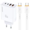 МЗП Amaya E101F PD65W+QC3.0 GaN (2USB-A/2C) + кабель Type-C to Type-C White