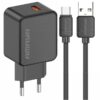 МЗП Amaya E111U QC3.0 18W (1USB-A) + кабель USB to Type-C Black
