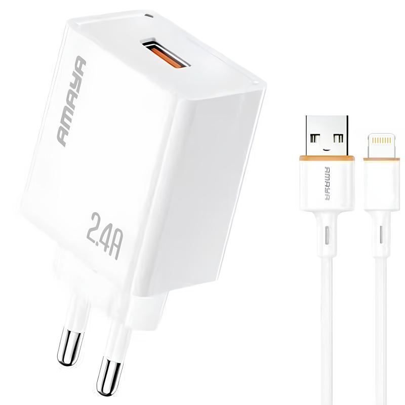 МЗП Amaya E79D 2.4A (1USB-A) + кабель USB to Lightning White