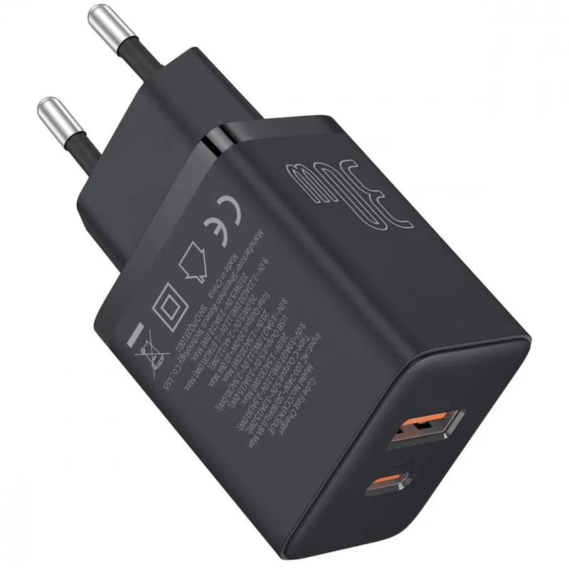 МЗП Baseus Cube Pro Fast Charger PD30W+QC3.0 (1USB-A/1C) (P10111404) Cluster Black - Зображення 3