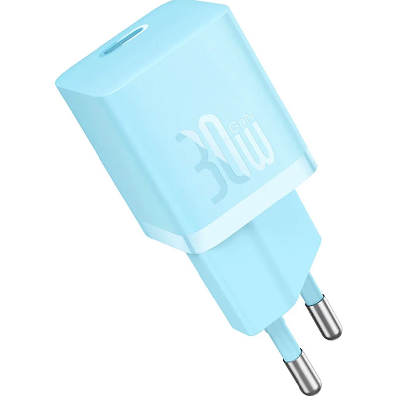 МЗП Baseus GaN5 Fast Charger mini PD30W (1USB-C) + кабель Type-C to Type-C (P10110902) Galaxy Blue - Зображення 5