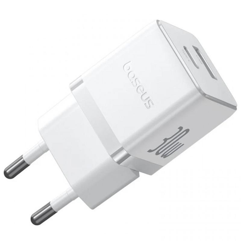 МЗП Baseus Palm Fast Charger 30W (1USB-A/1C) (P1011160A) Moon White - Зображення 2