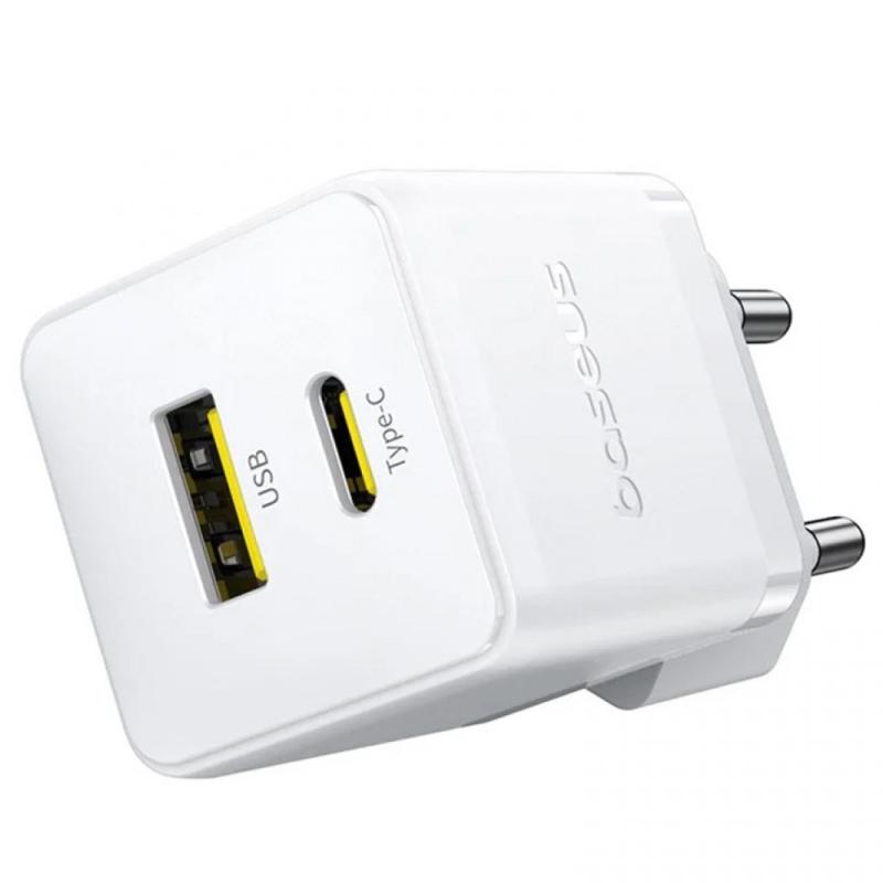 МЗП Baseus Palm Fast Charger 30W (1USB-A/1C) (P1011160A) Moon White - Зображення 3