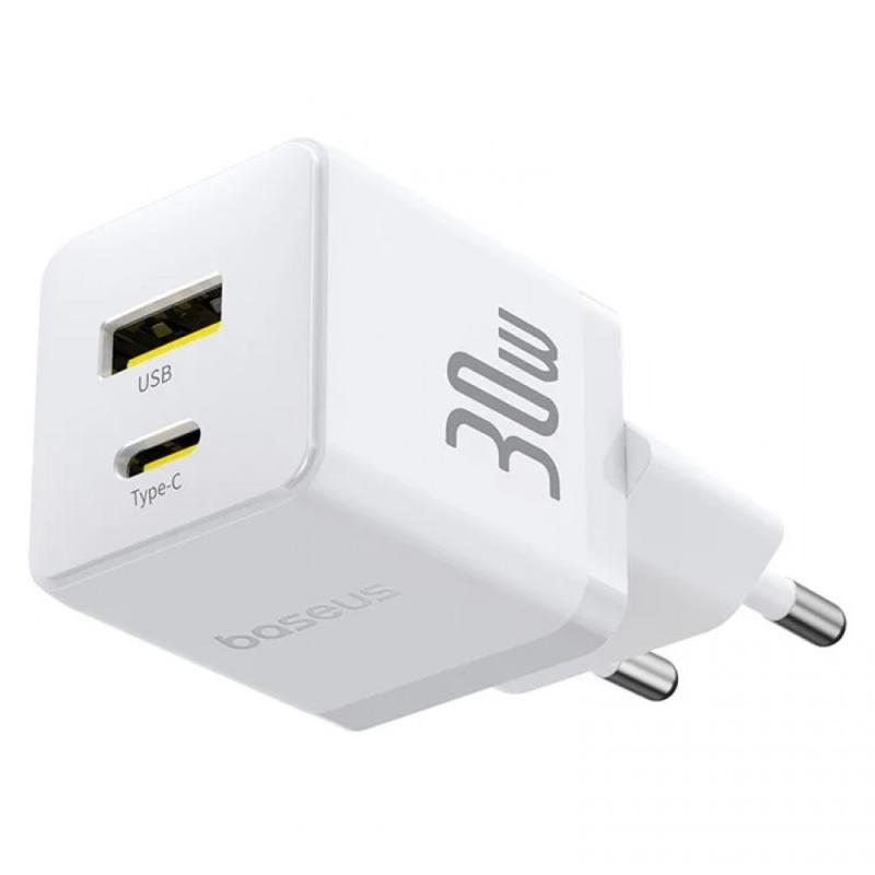 МЗП Baseus Palm Fast Charger 30W (1USB-A/1C) (P1011160A) Moon White - Зображення 4