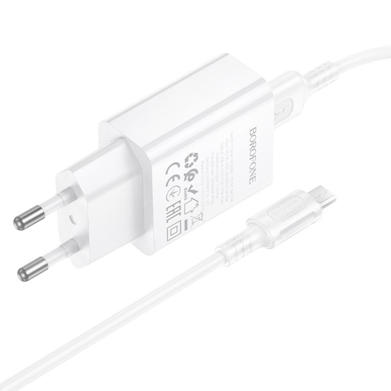 МЗП Borofone BA110A Lemi 7.5W (1USB-A) + кабель USB to MicroUSB White - Зображення 4