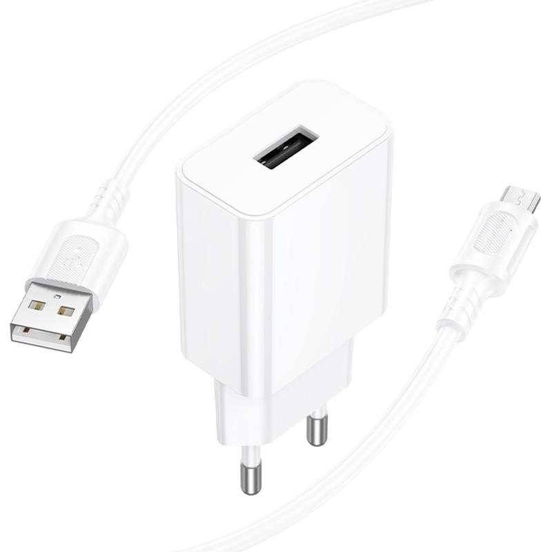МЗП Borofone BA110A Lemi 7.5W (1USB-A) + кабель USB to MicroUSB White - Зображення 5