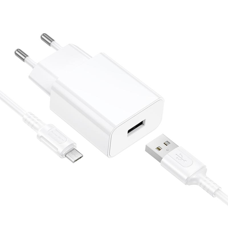 МЗП Borofone BA110A Lemi 7.5W (1USB-A) + кабель USB to MicroUSB White - Зображення 6