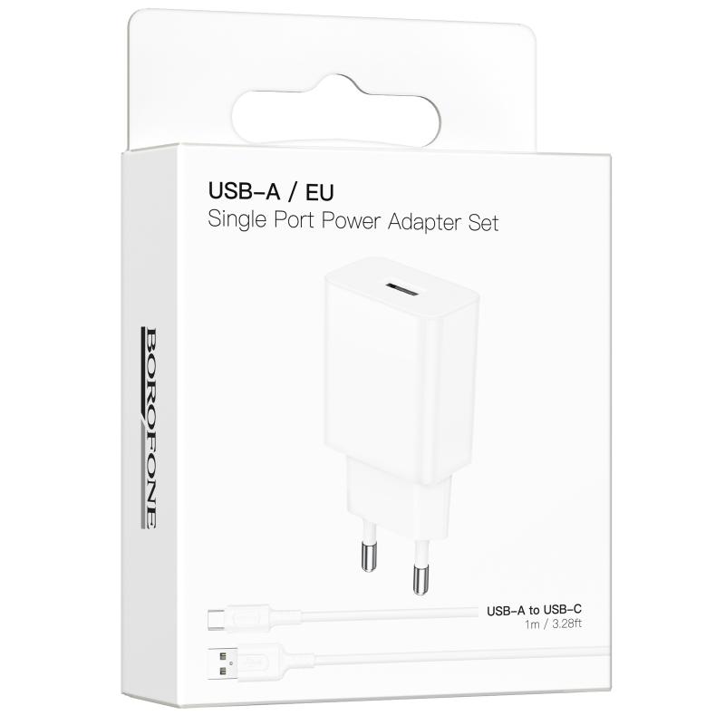 МЗП Borofone BA110A Lemi 7.5W (1USB-A) + кабель USB to Type-C White - Зображення 2