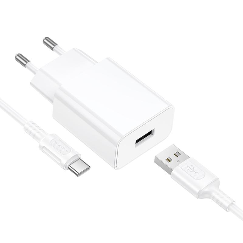 МЗП Borofone BA110A Lemi 7.5W (1USB-A) + кабель USB to Type-C White - Зображення 3