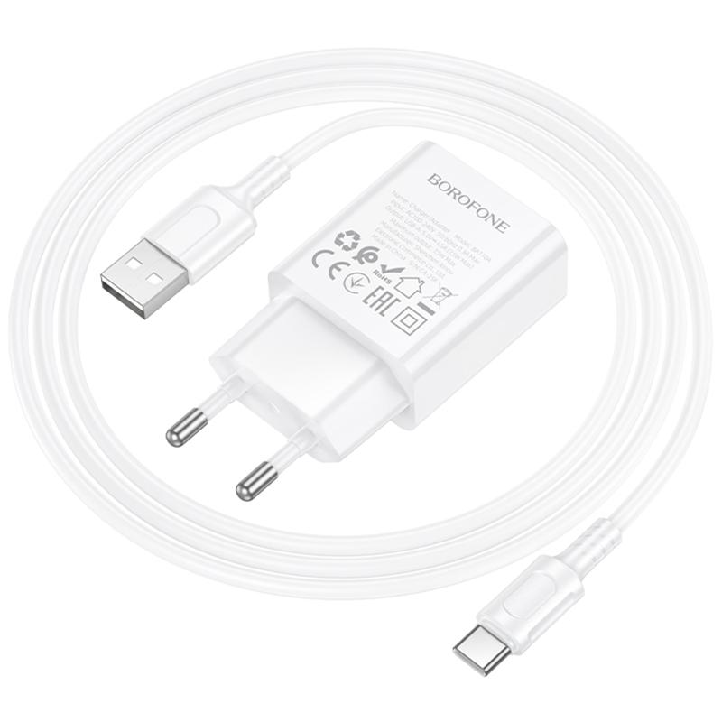 МЗП Borofone BA110A Lemi 7.5W (1USB-A) + кабель USB to Type-C White - Зображення 6