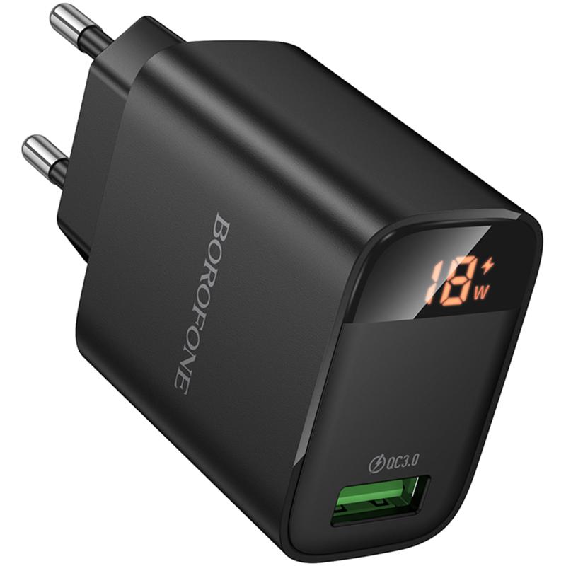 МЗП Borofone BA95A Ilustre QC3.0 18W (1USB-A) Black - Зображення 5