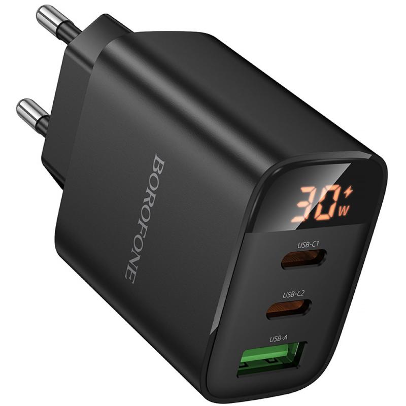 МЗП Borofone BA98A Ilustre with digital display PD30W (1USB-A/2C) Black - Зображення 3