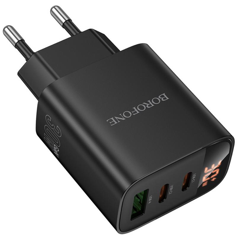 МЗП Borofone BA98A Ilustre with digital display PD30W (1USB-A/2C) Black - Зображення 4