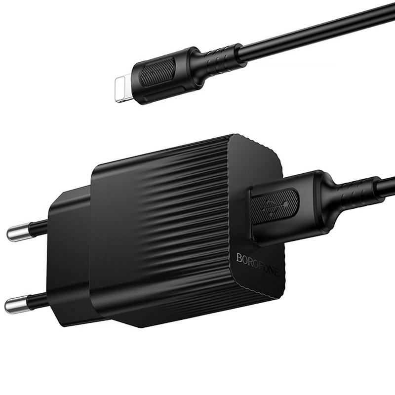 МЗП Borofone BAS71A Source 10.5W (1USB-A) + кабель USB to Lightning Black - Зображення 3