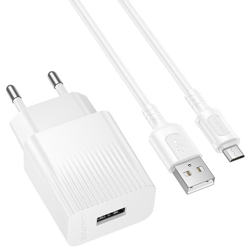 МЗП Borofone BAS71A Source 10.5W (1USB-A) + кабель USB to MicroUSB White - Зображення 2