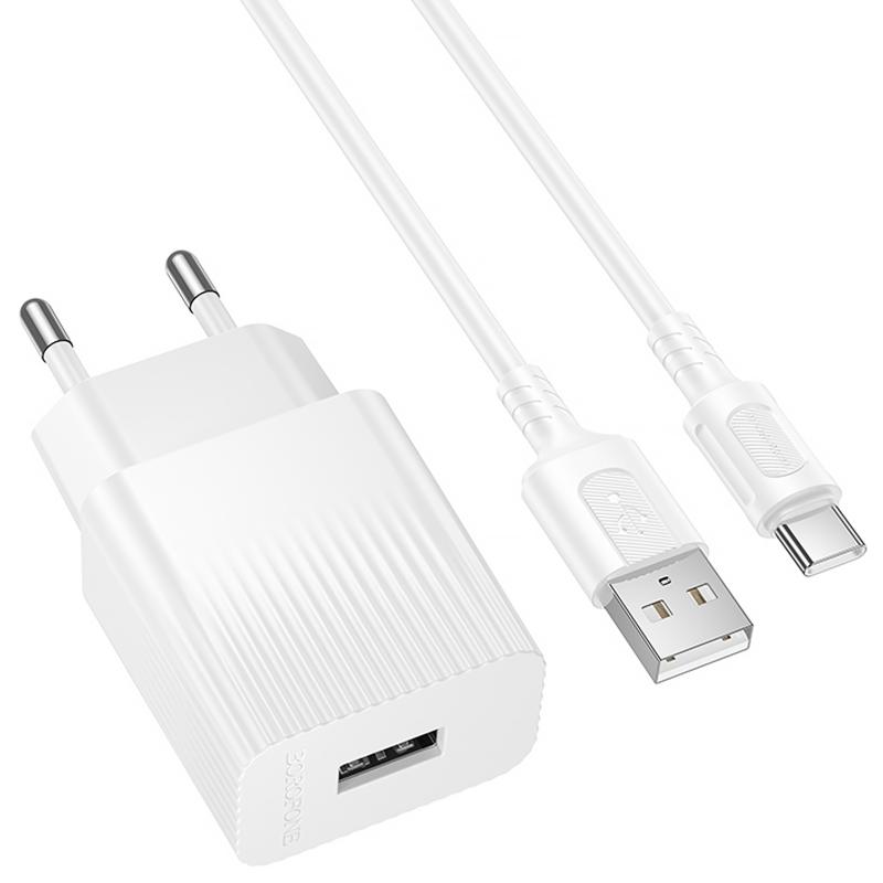 МЗП Borofone BAS71A Source 10.5W (1USB-A) + кабель USB to Type-C White - Зображення 2