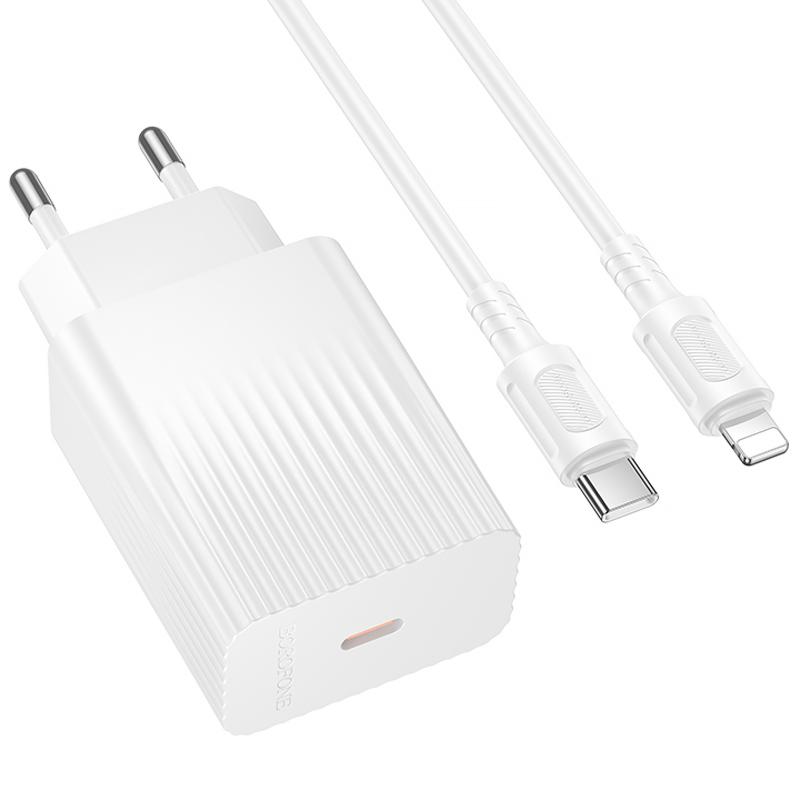 МЗП Borofone BAS73A Source PD20W (1USB-C) + кабель Type-C to Lightning White - Зображення 2