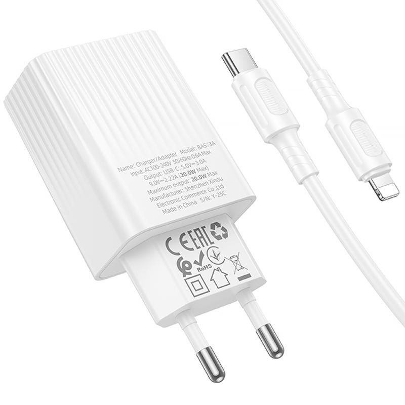 МЗП Borofone BAS73A Source PD20W (1USB-C) + кабель Type-C to Lightning White - Зображення 4