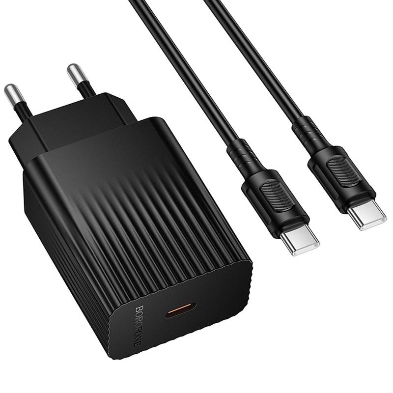 МЗП Borofone BAS73A Source PD20W (1USB-C) + кабель Type-C to Type-C Black - Зображення 2