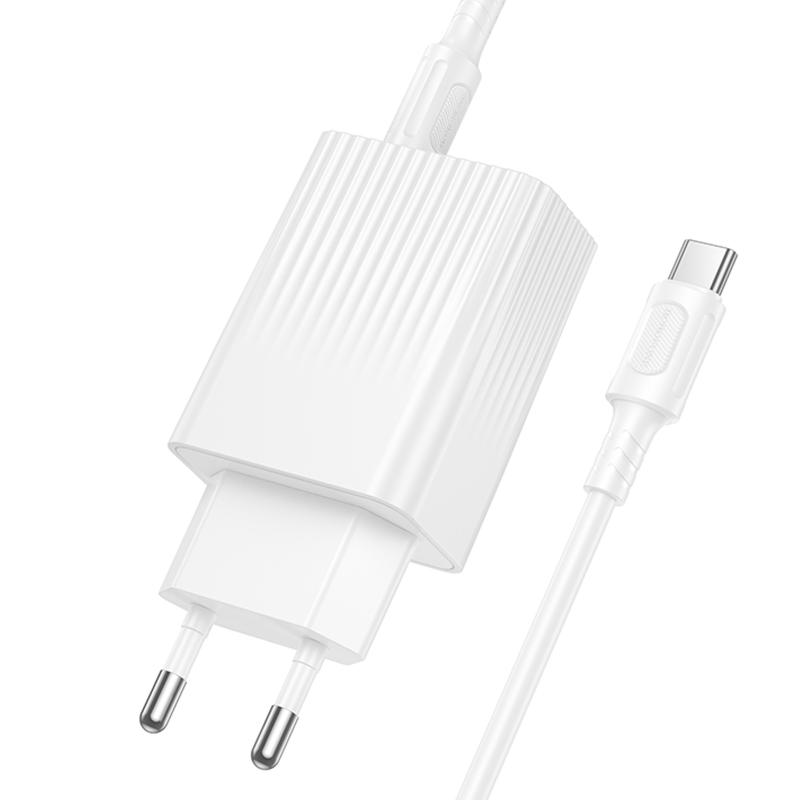 МЗП Borofone BAS76A Source PD30W+QC3.0 (1USB-A/1C) + кабель Type-C to Type-C White - Зображення 4