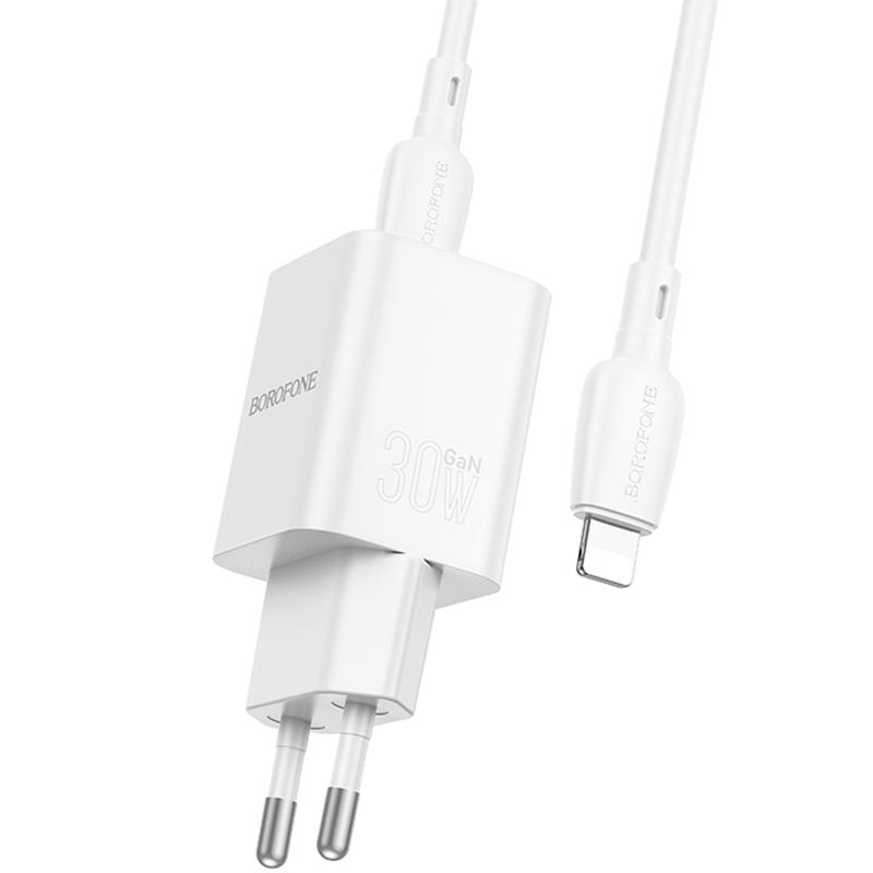 МЗП Borofone BN14 Royal PD30W+QC3.0 (1USB-A/1C) + кабель Type-C to Lightning White - Зображення 3