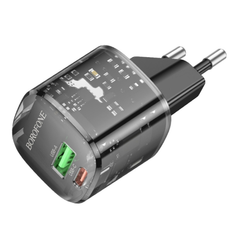 МЗП Borofone BN17 Sunlight PD20W+QC3.0 (1USB-A/1C) Transparent black - Зображення 4