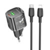 МЗП Borofone BN17 Sunlight PD20W+QC3.0 (1USB-A/1C) + кабель Type-C to Lightning Transparent black